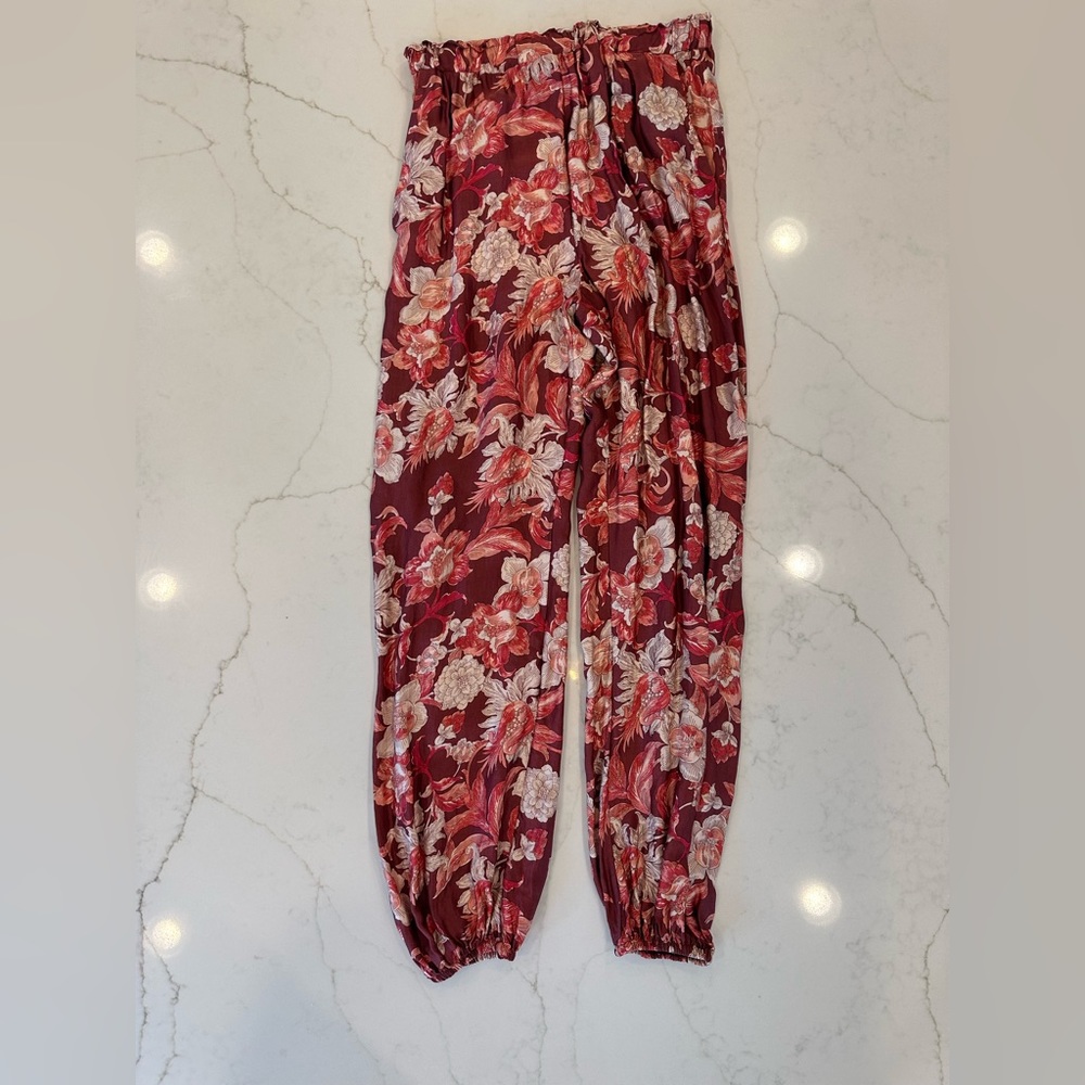 Silky red dress pants